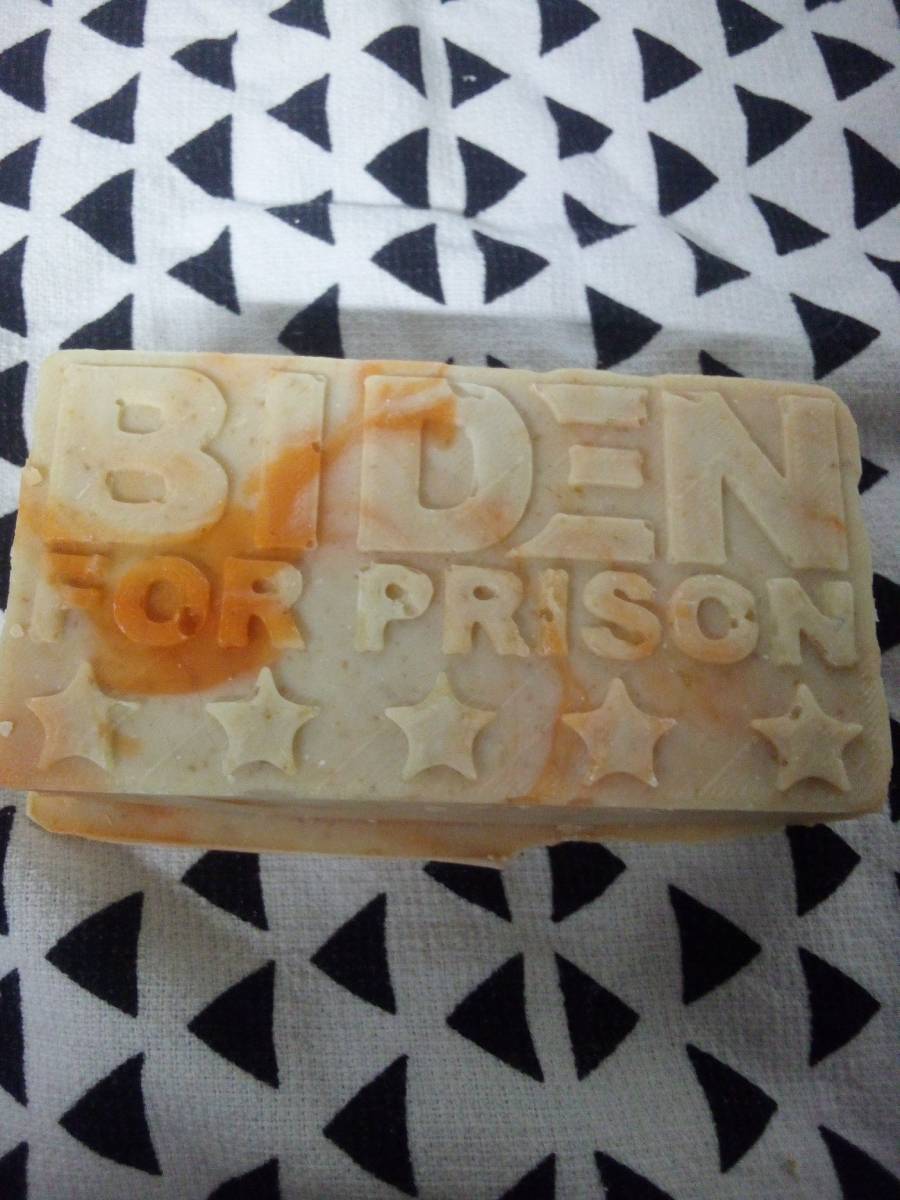 Goats Milk, Manuka Honey, Oats and Jojoba Oil. Apricot Scent. Biden For Prison.